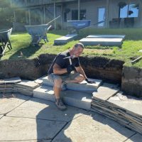 Hardscape fire pit patio retaining wall Blue Stone Pavers